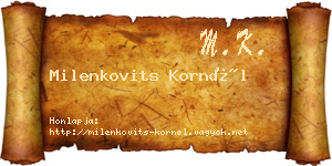 Milenkovits Kornél névjegykártya